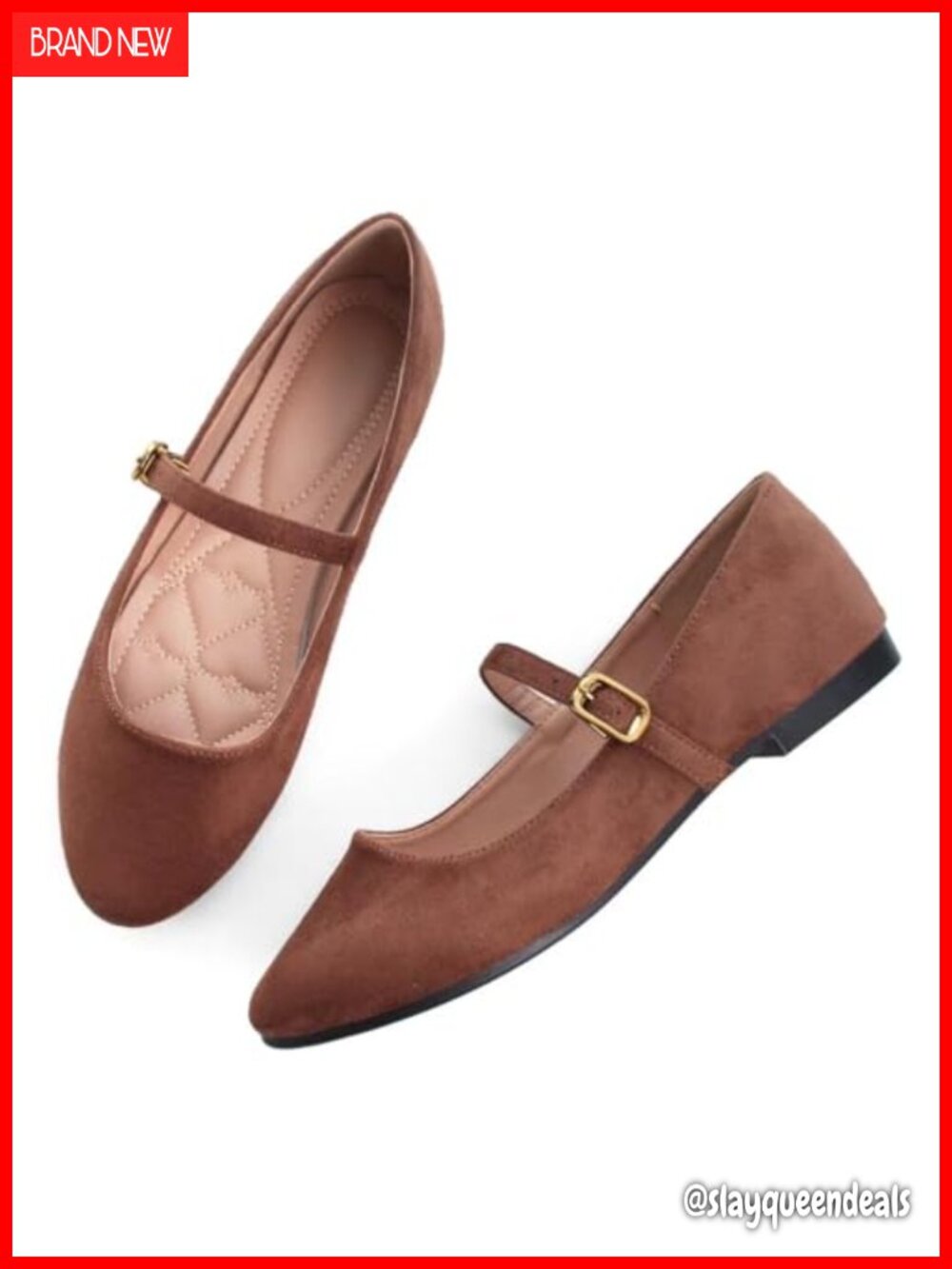 Women's Faux Leather Flats Square Toe Dress Flats Adjustable Strap Comfortable